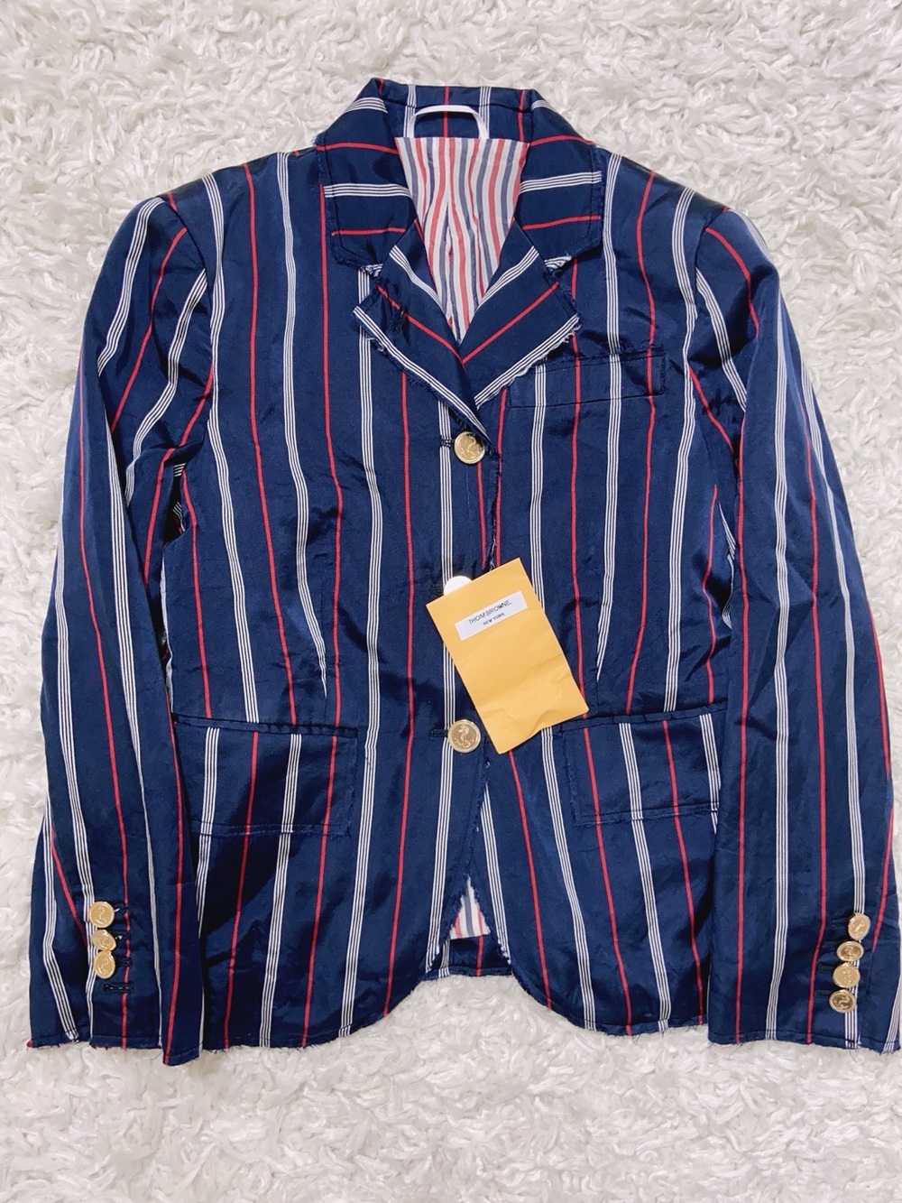 NWT $2500 Thom Browne Striped Silk Blazer